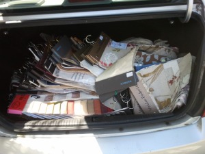 this is the boot load of fabric samples that came from Creative Curtain